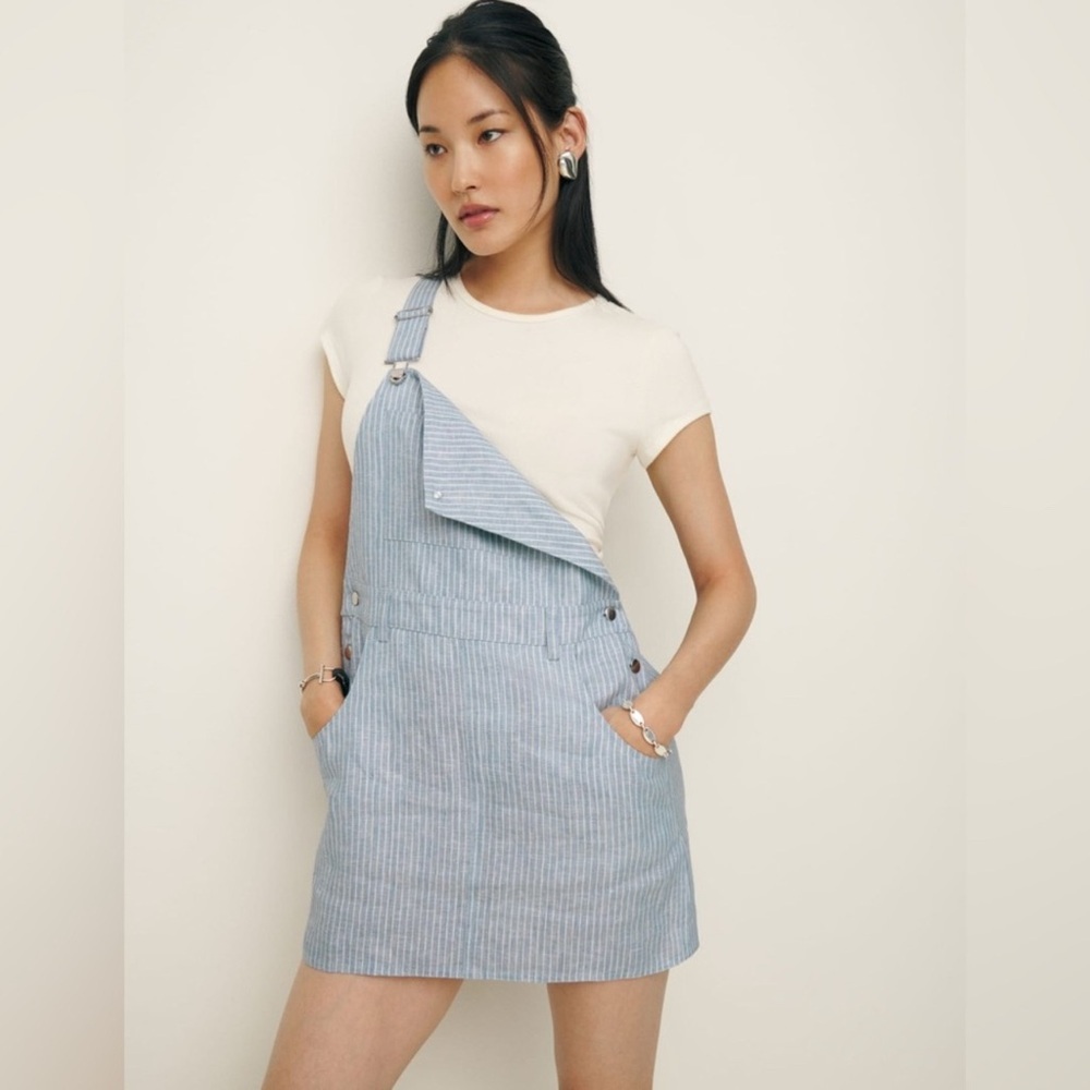 Reformation Darcie‎ Linen Overalls Dress Size 0 NWOT